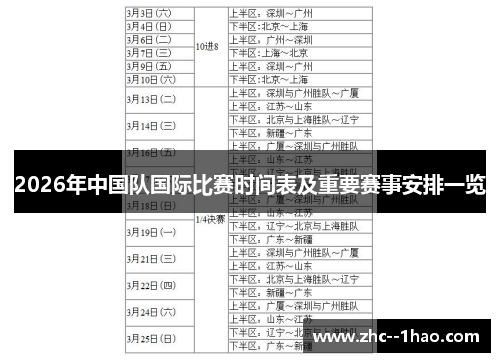 2026年中国队国际比赛时间表及重要赛事安排一览